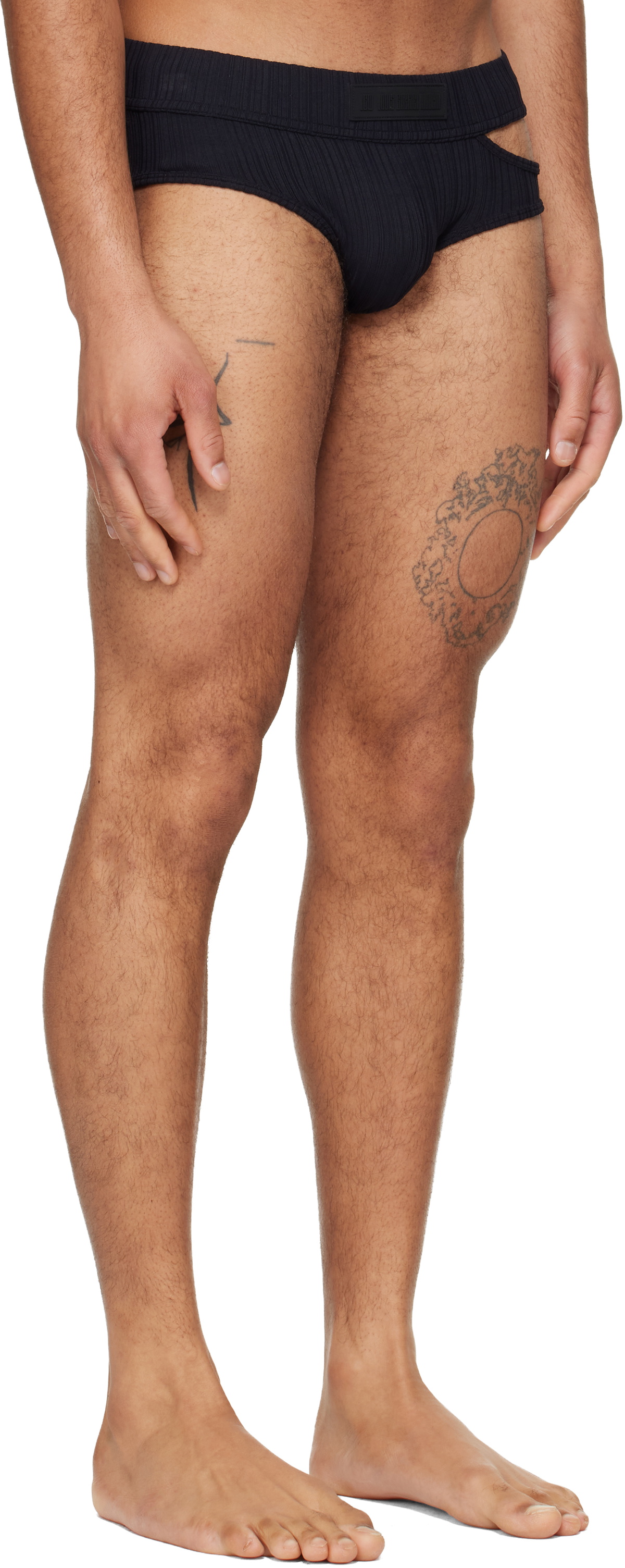 LGN Louis Gabriel Nouchi Black Asymmetrical Opening Briefs