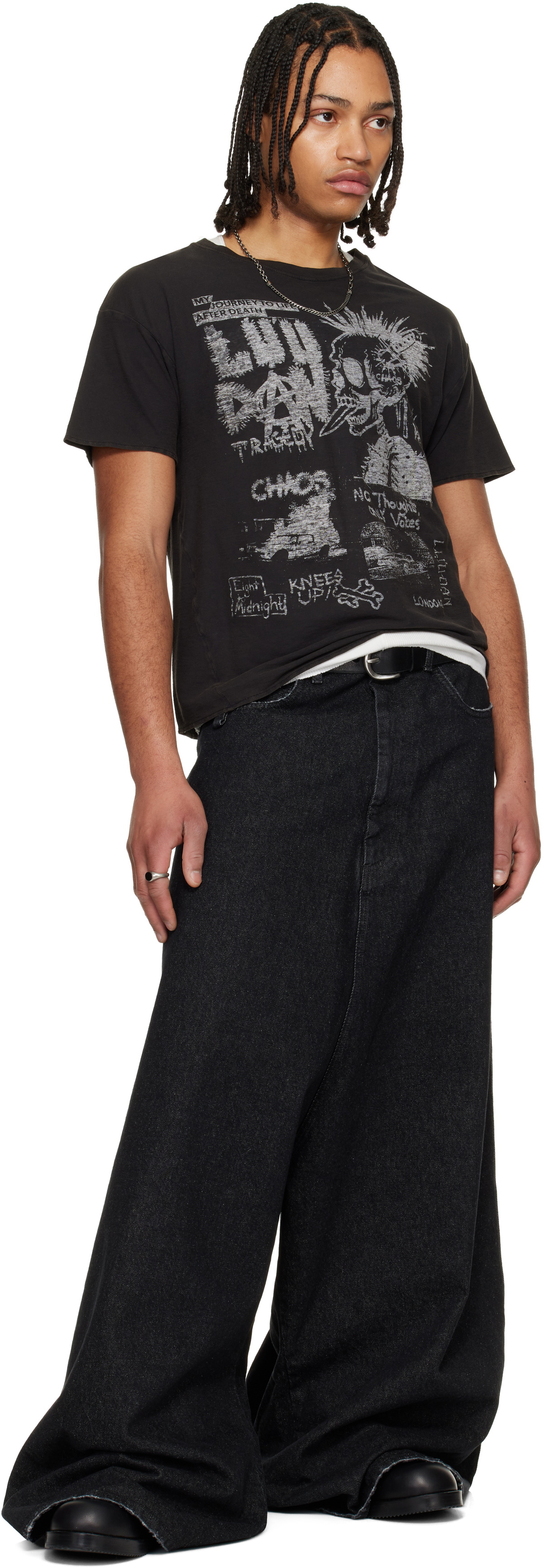LU'U DAN Black Thrash T-shirt