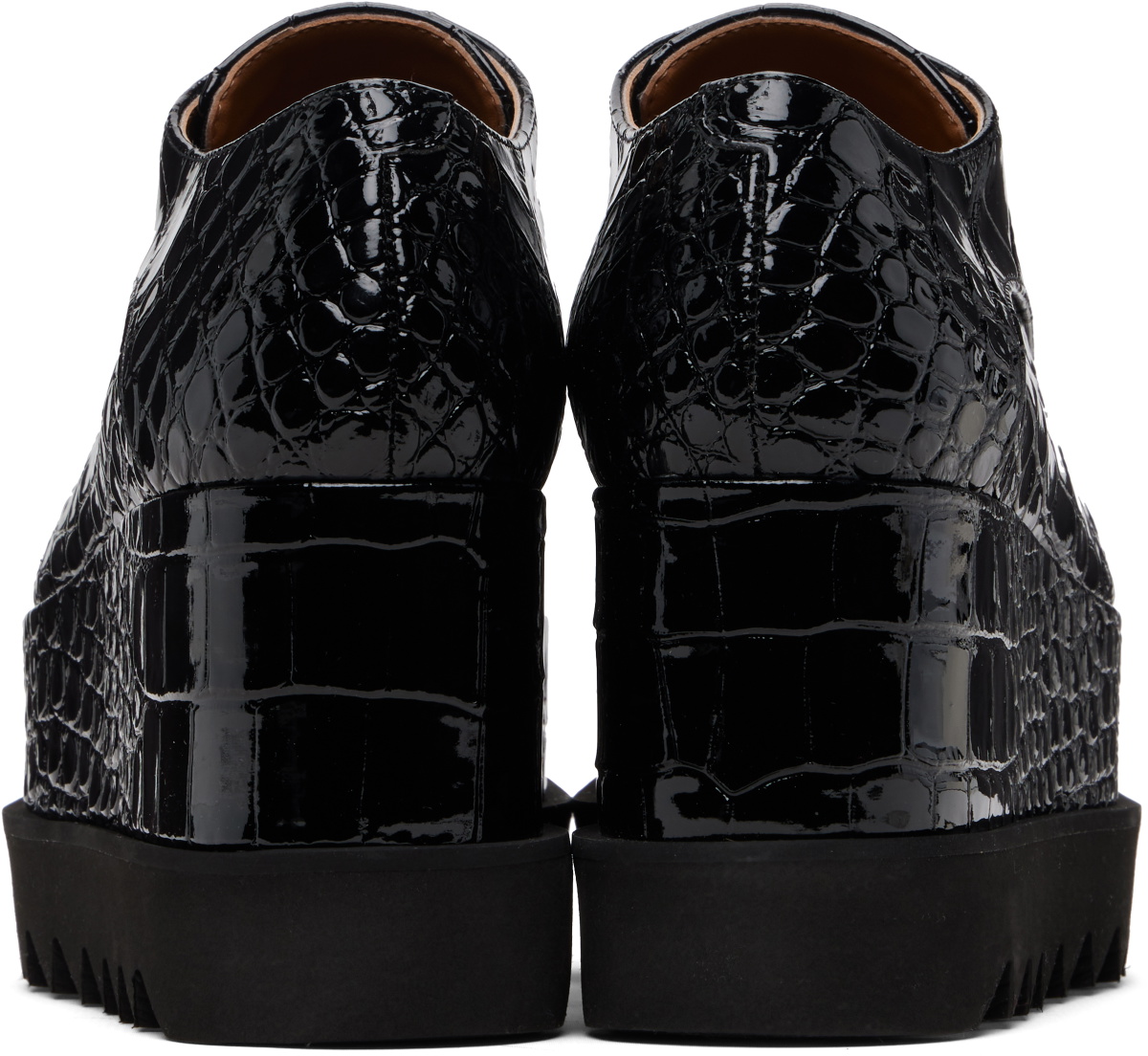Stella McCartney Black Limited-Edition Elyse Crocodile Platform Derbys