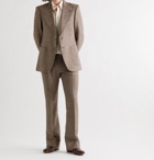GUCCI - Slim-Fit Bootcut Logo-Jacquard Wool Suit Trousers - Brown