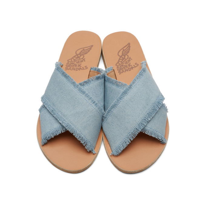 Ancient Greek Sandals Blue Denim Thais Sandals Ancient Greek Sandals