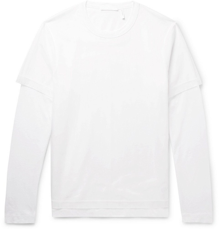 Photo: Helmut Lang - Layered Cotton-Jersey and Organza T-Shirt - White