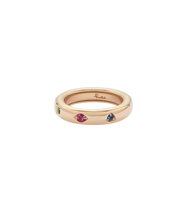 Photo: Pomellato Iconica Extra Slim 18kt rose gold ring with gemstones