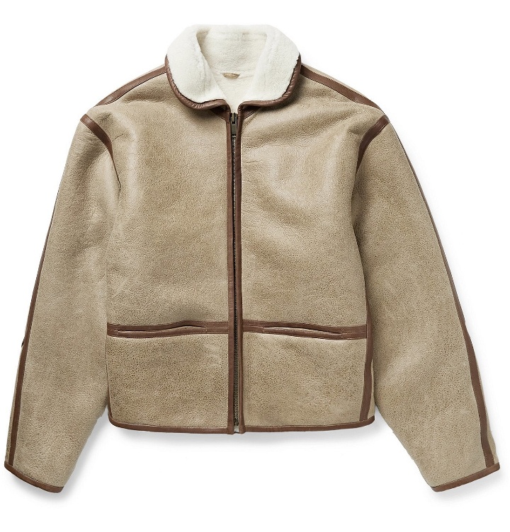 Photo: Isabel Marant - Akis Leather-Trimmed Shearling Jacket - Neutrals