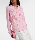 Oscar de la Renta Floral lace-trimmed silk-blend cardigan