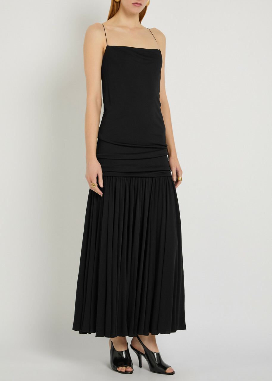 Jacquemus La Robe Abiha Draped Jersey Maxi Dress Black
