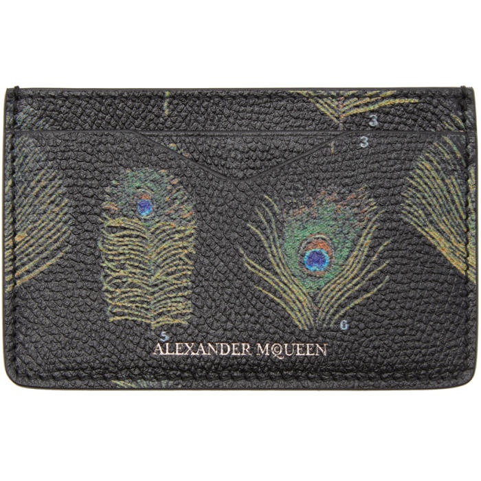 Photo: Alexander McQueen Black and Multicolor Peacock Feather Card Holder