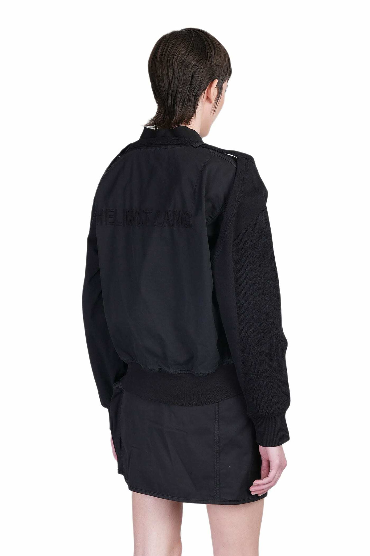 Helmut Lang Bomber Jacket In Black Cotton