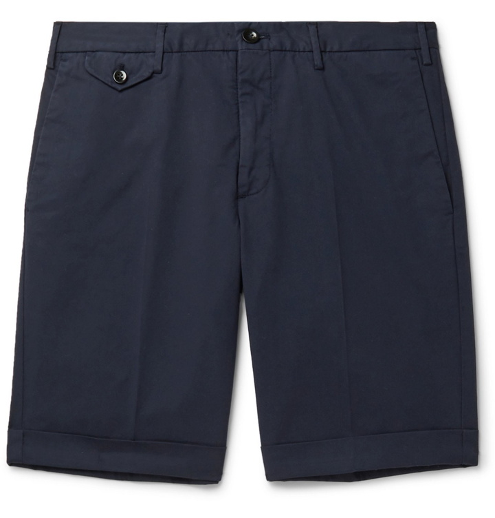 Photo: Incotex - Slim-Fit Stretch-Cotton Twill Bermuda Shorts - Blue
