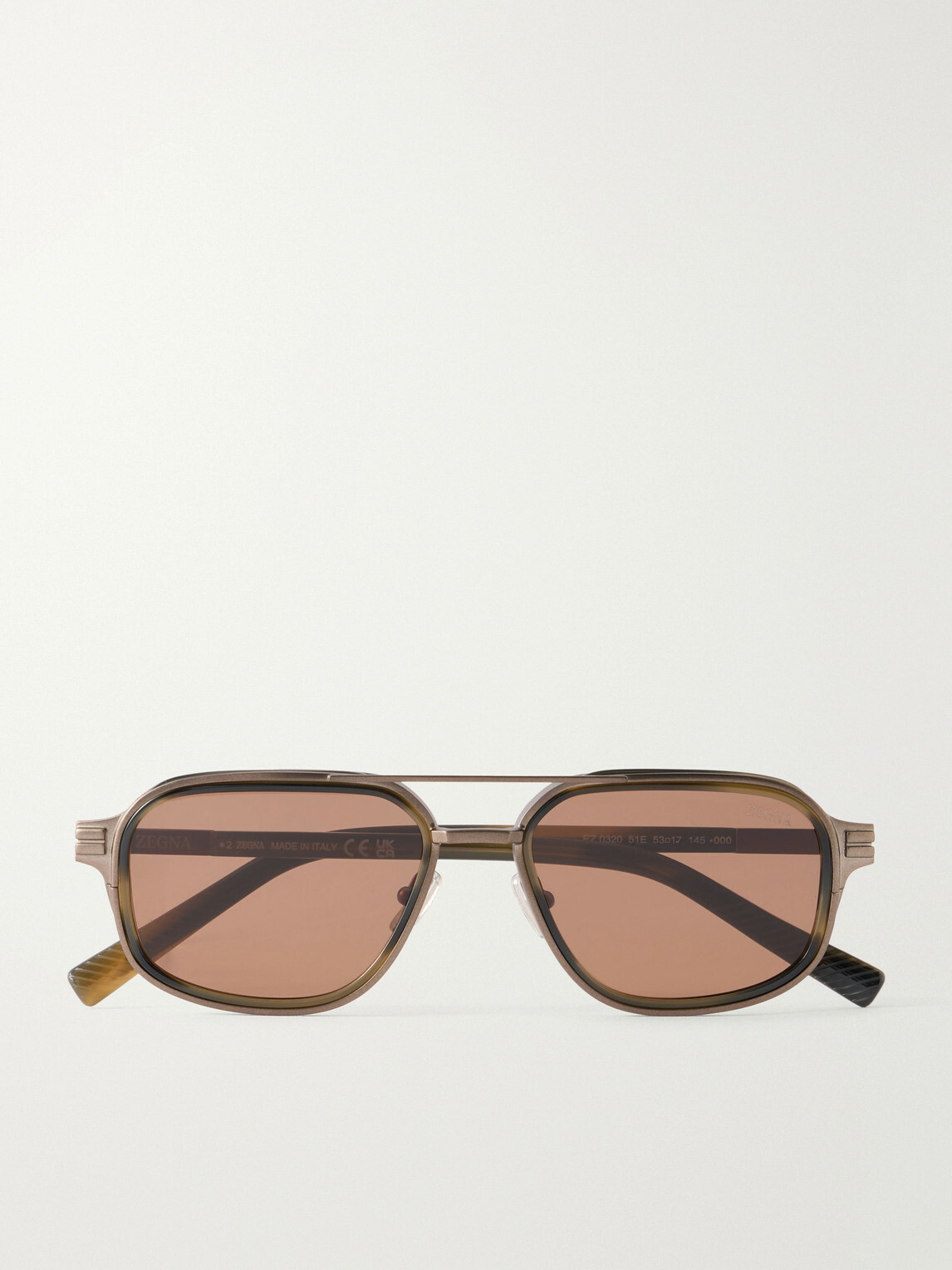 Zegna - Aviator-Style Acetate and Titanium Sunglasses - Brown
