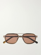Zegna - Aviator-Style Acetate and Titanium Sunglasses - Brown
