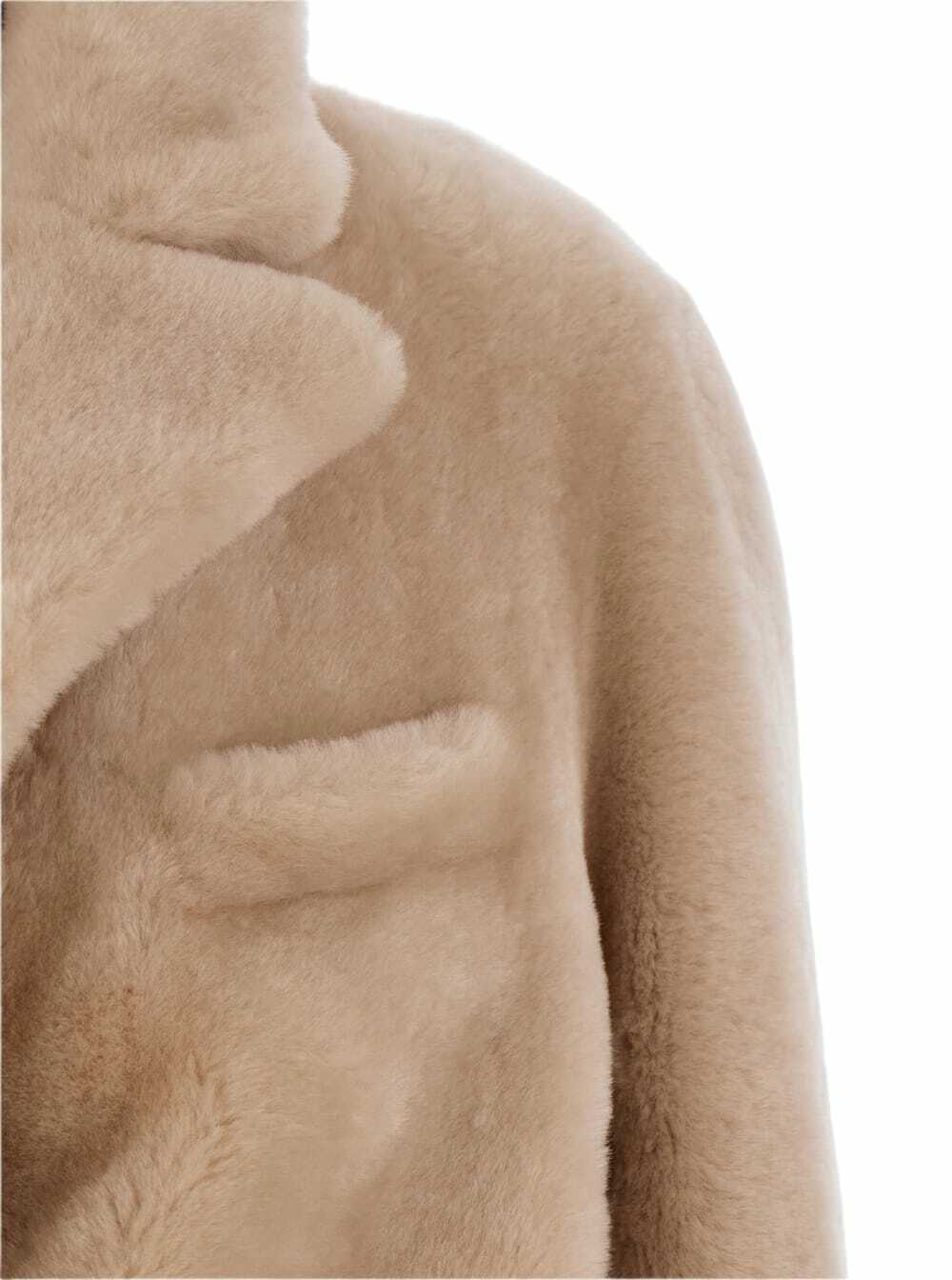 Blancha Beige Coat With Classic Lapels And Reversible Design In Fur Woman