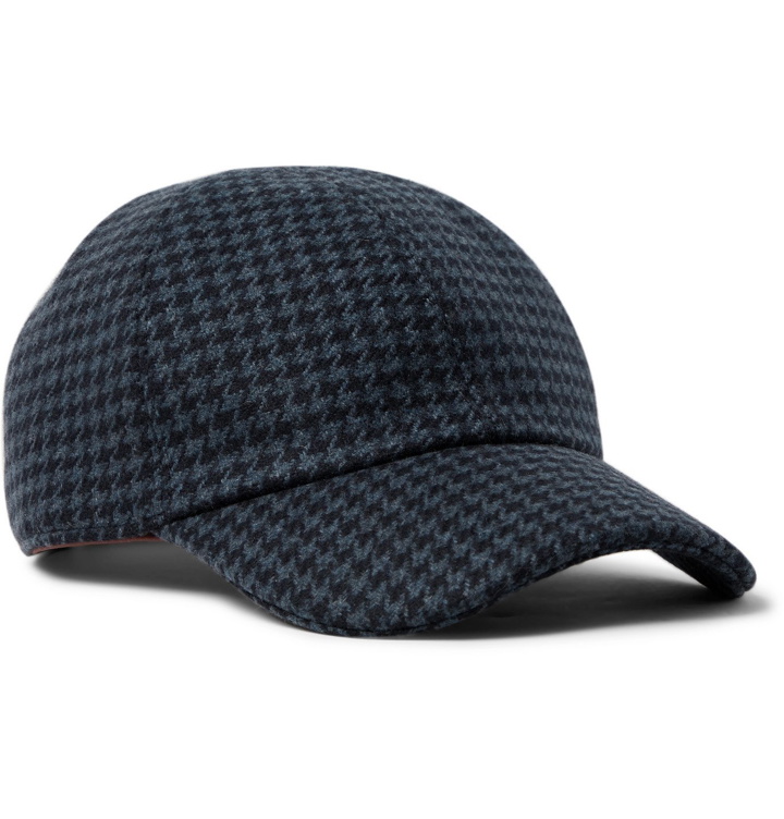 Photo: Loro Piana - Houndstooth Cashmere Baseball Cap - Blue