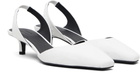 Loulou de Saison White Sully Ostrich-Effect Leather Slingback Heels