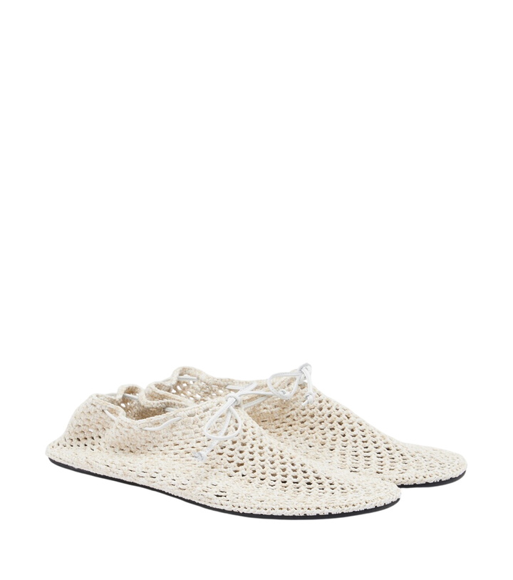 Photo: Christen Mandala crochet leather-trimmed flats