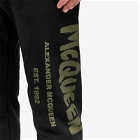 Alexander McQueen Men's Graffiti Logo Sweat Pants in Black/Khaki