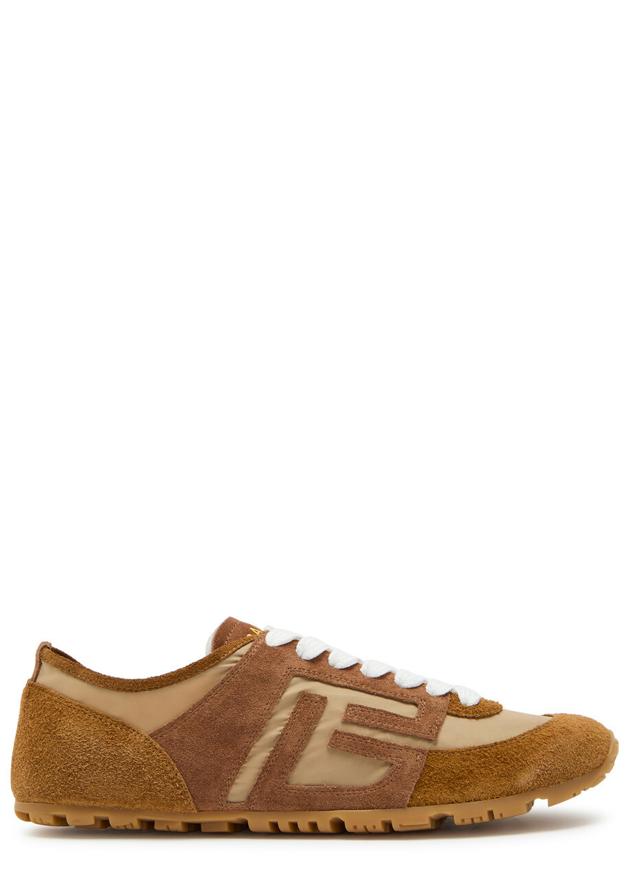 Balmain Racer 45 Suede and Nylon Sneakers Beige