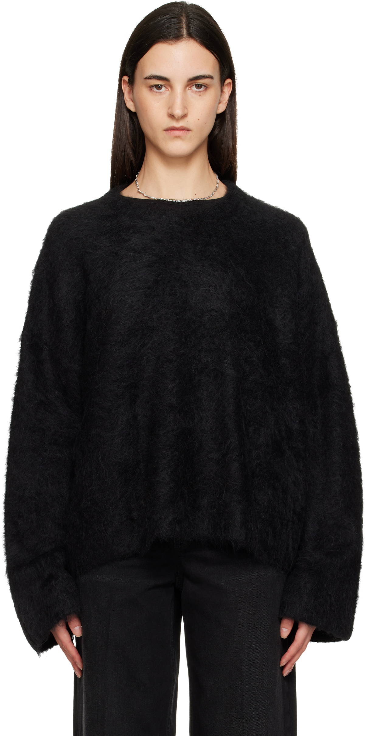 TOTEME Black Boxy Alpaca Knit Sweater
