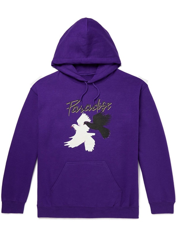 Photo: PARADISE - Logo-Print Cotton-Blend Jersey Hoodie - Purple
