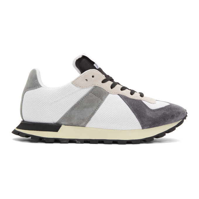 Photo: Maison Margiela White and Grey Replica Runner Sneakers