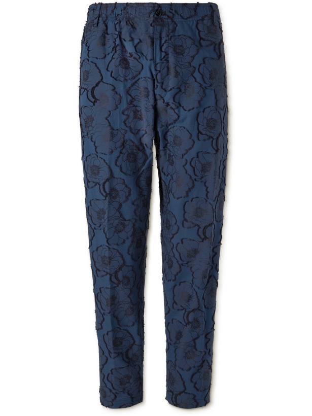 Photo: 4SDESIGNS - Tapered Fil Coupé Cotton-Jacquard Trousers - Blue