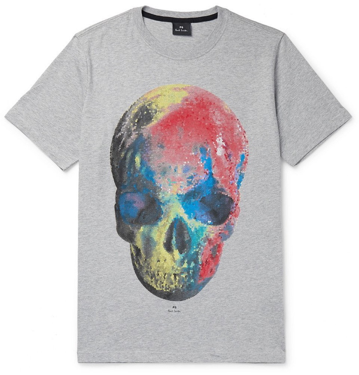 Photo: PS by Paul Smith - Printed Cotton-Jersey T-Shirt - Gray