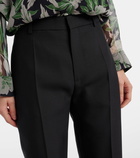 Loewe High-rise wool and silk straight pants