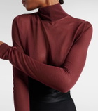 Khaite Tallin turtleneck sheer mesh bodysuit