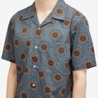 Universal Works Men's Regal Print Camp Shirt in Smoke Blue