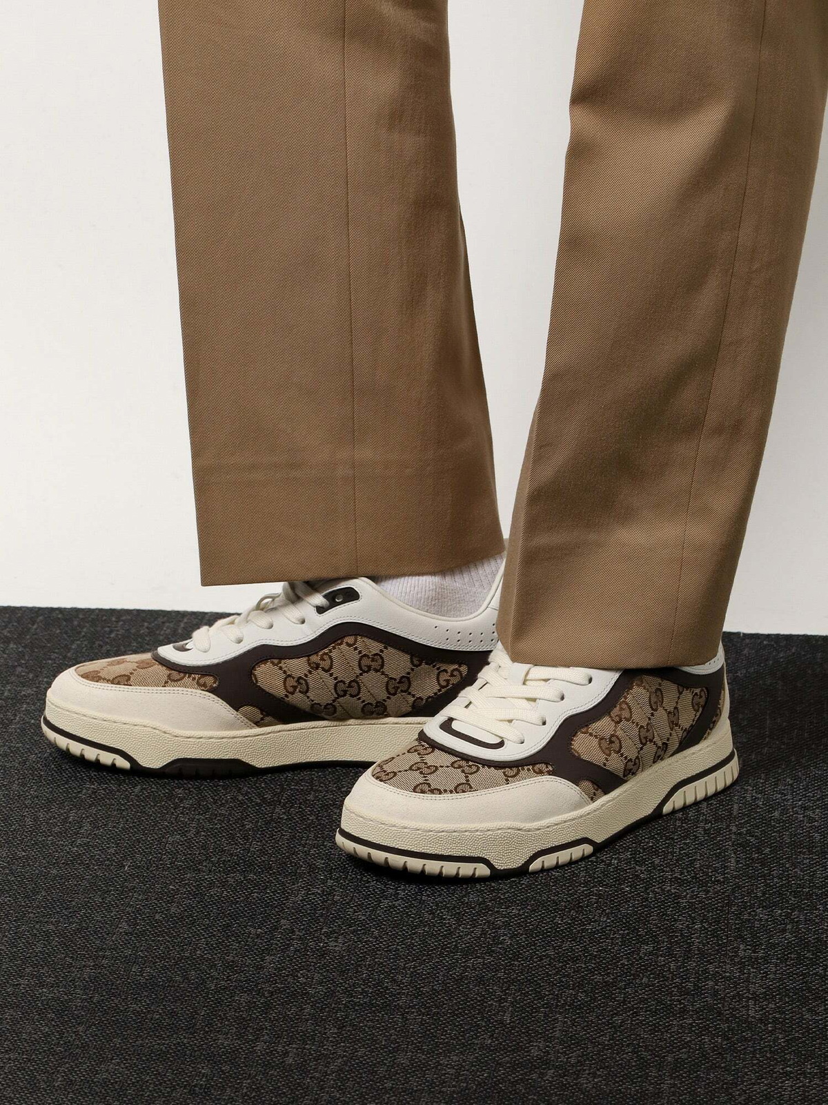 【関税&送料込】Gucci Cappuccino Fabric And Suede Sneakers Gucci Sneakers with `Web` stripe | Men's Shoes | Vitkac