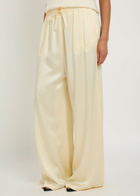 Stella Mccartney Logo-embroidered Satin Trousers Cream