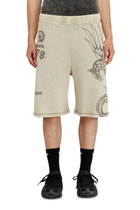 Diesel Mesh cotton sweatshorts with prints - Shorts Mens in Beige
