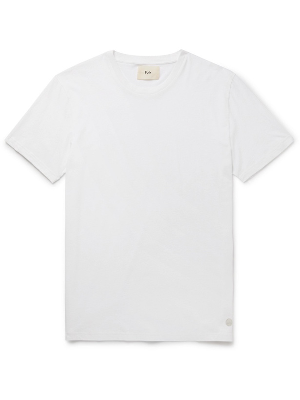Photo: FOLK - Assembly Garment-Dyed Cotton-Jersey T-Shirt - White - 3