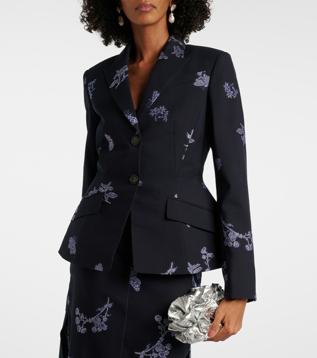 Erdem Wool and cotton jacquard blazer