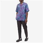 Versace Men's Baroque Abstract Print Vacation Shirt in Blue/Purple