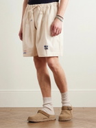 Story mfg. - Bridge Wide-Leg Embroidered Organic Cotton-Canvas Drawstring Shorts - Neutrals