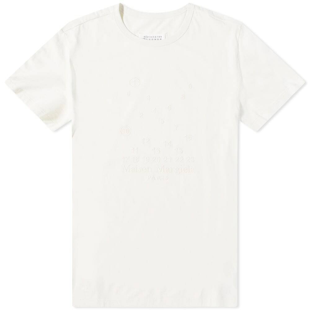 Photo: Maison Margiela Men's Embroidered Numbers Logo T-Shirt in Chalk