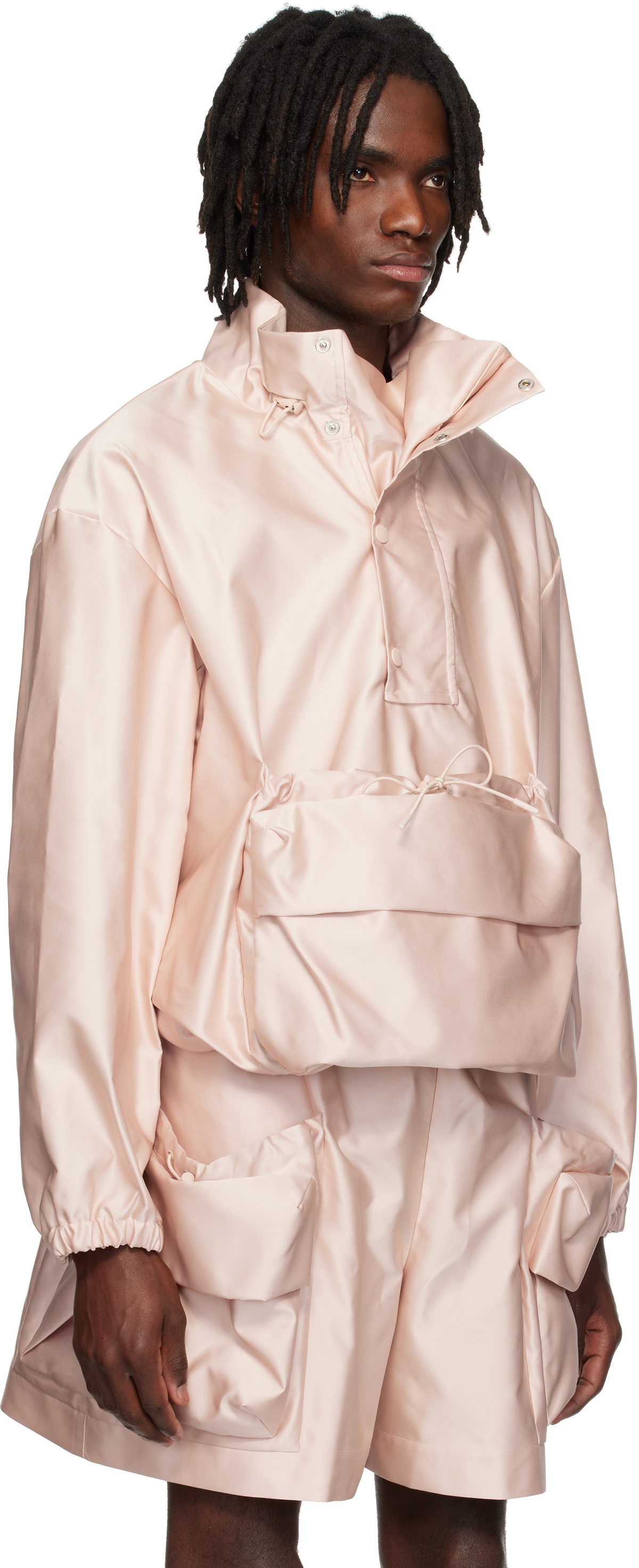 Simone Rocha Pink Drawstring Cargo Flap Pocket Detail Jacket