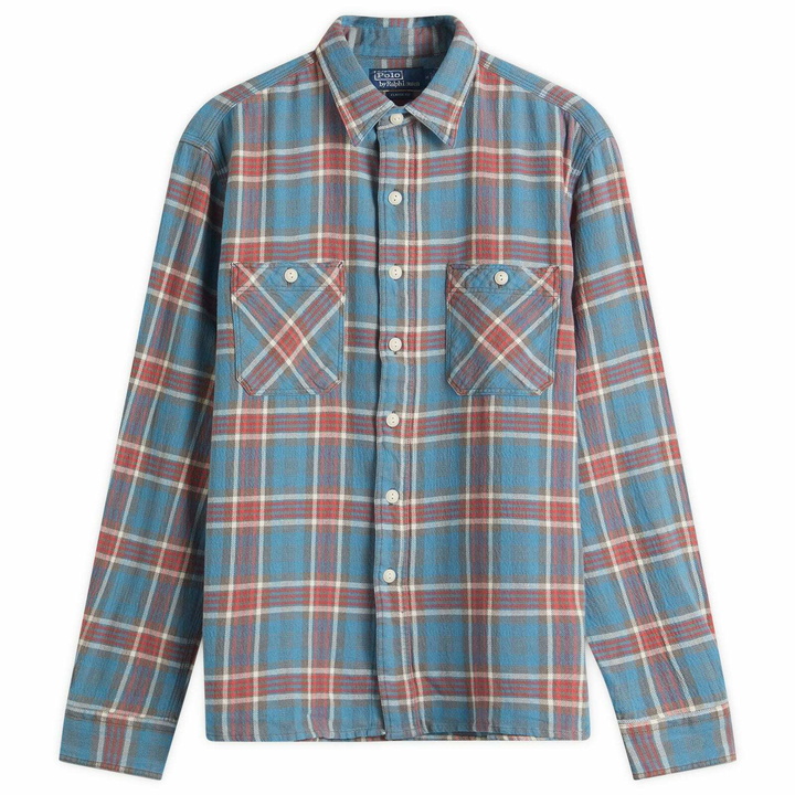 Photo: Polo Ralph Lauren Men's Outdoor Flannel Shirt in Blue/Red Multi