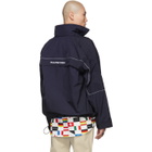 Balenciaga Navy 80s Crinkle Windbreaker Jacket