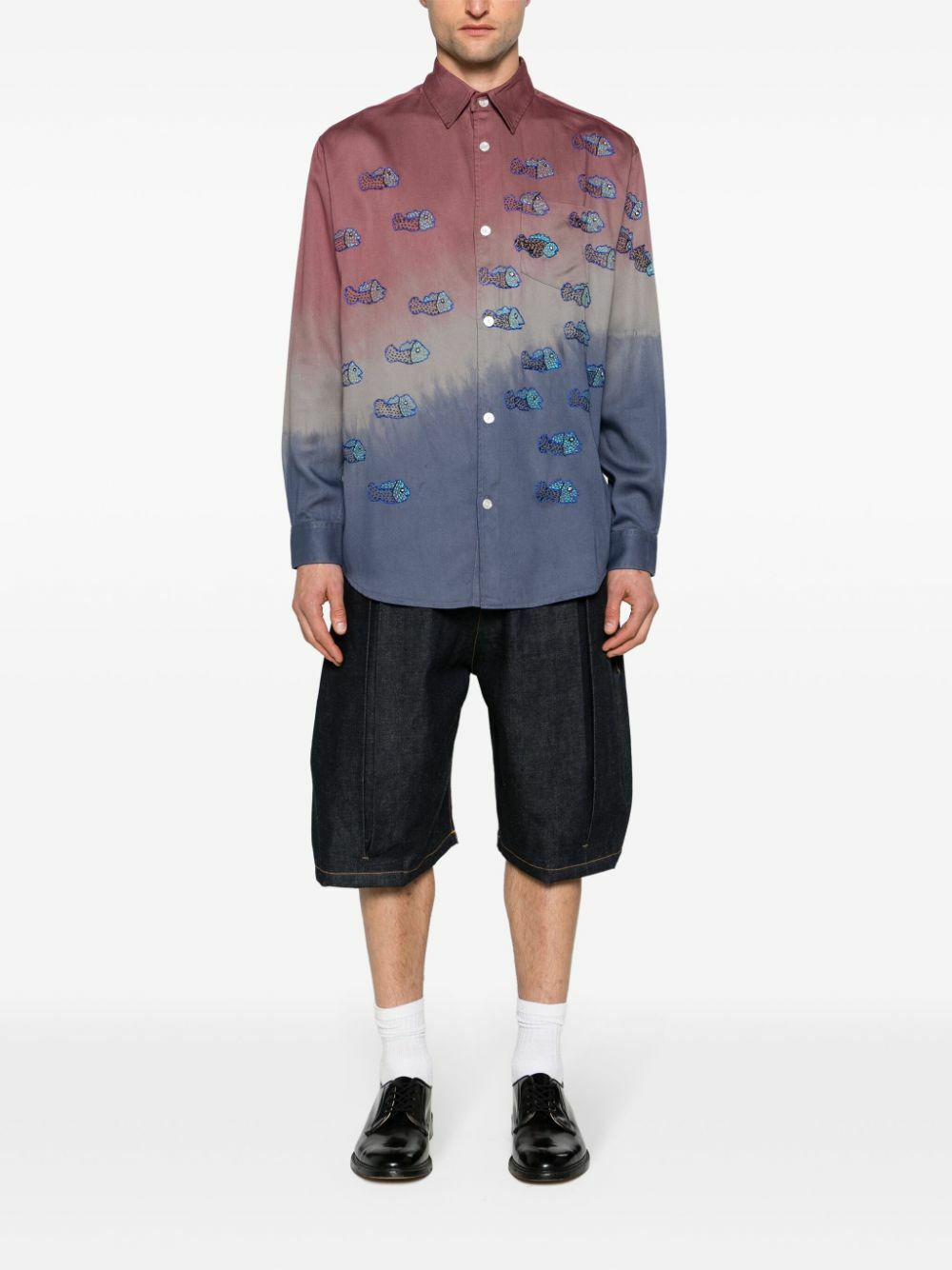 Glass Cypress Blue Block Dyed Tie-Dye Shirt