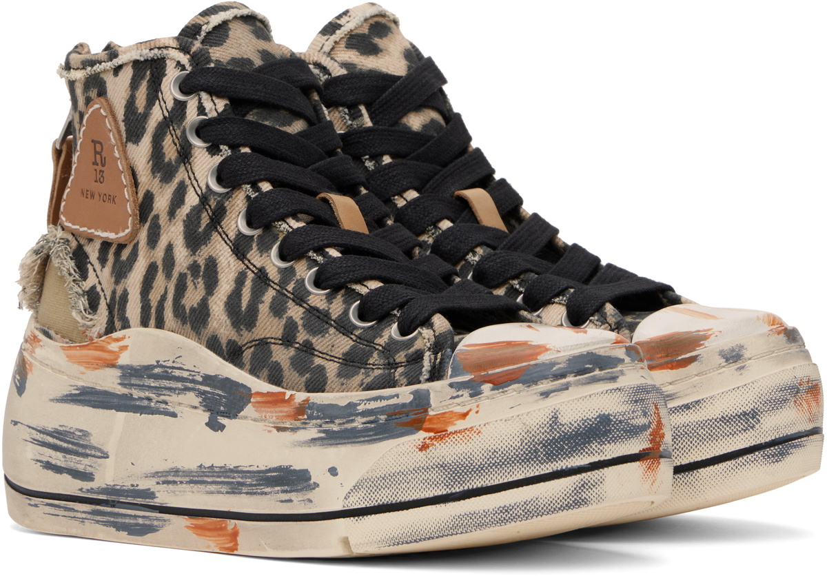 R13 Brown & Black Kurt High Top Sneakers
