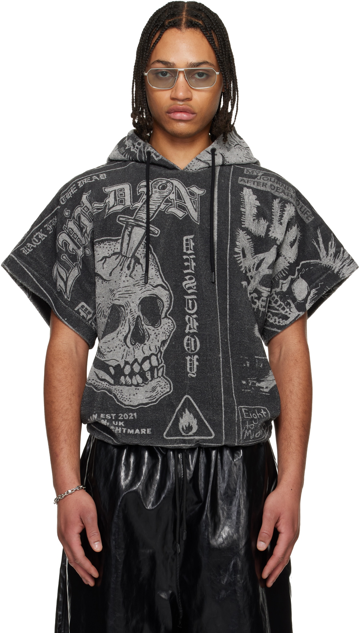 LU'U DAN Gray Half Hoodie