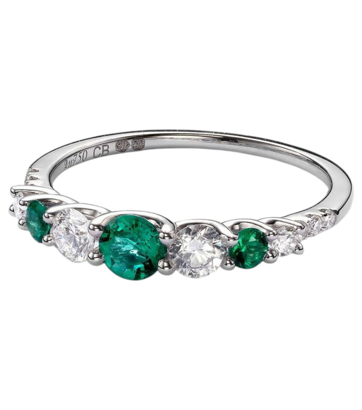 Photo: Bucherer Fine Jewellery Classics 18kt white gold ring with emeralds and diamonds