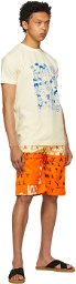 Bloke Yellow & Orange Silkscreen Printed Shorts