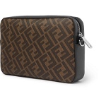 Fendi - Logo-Print Coated-Canvas and Leather Messenger Bag - Brown