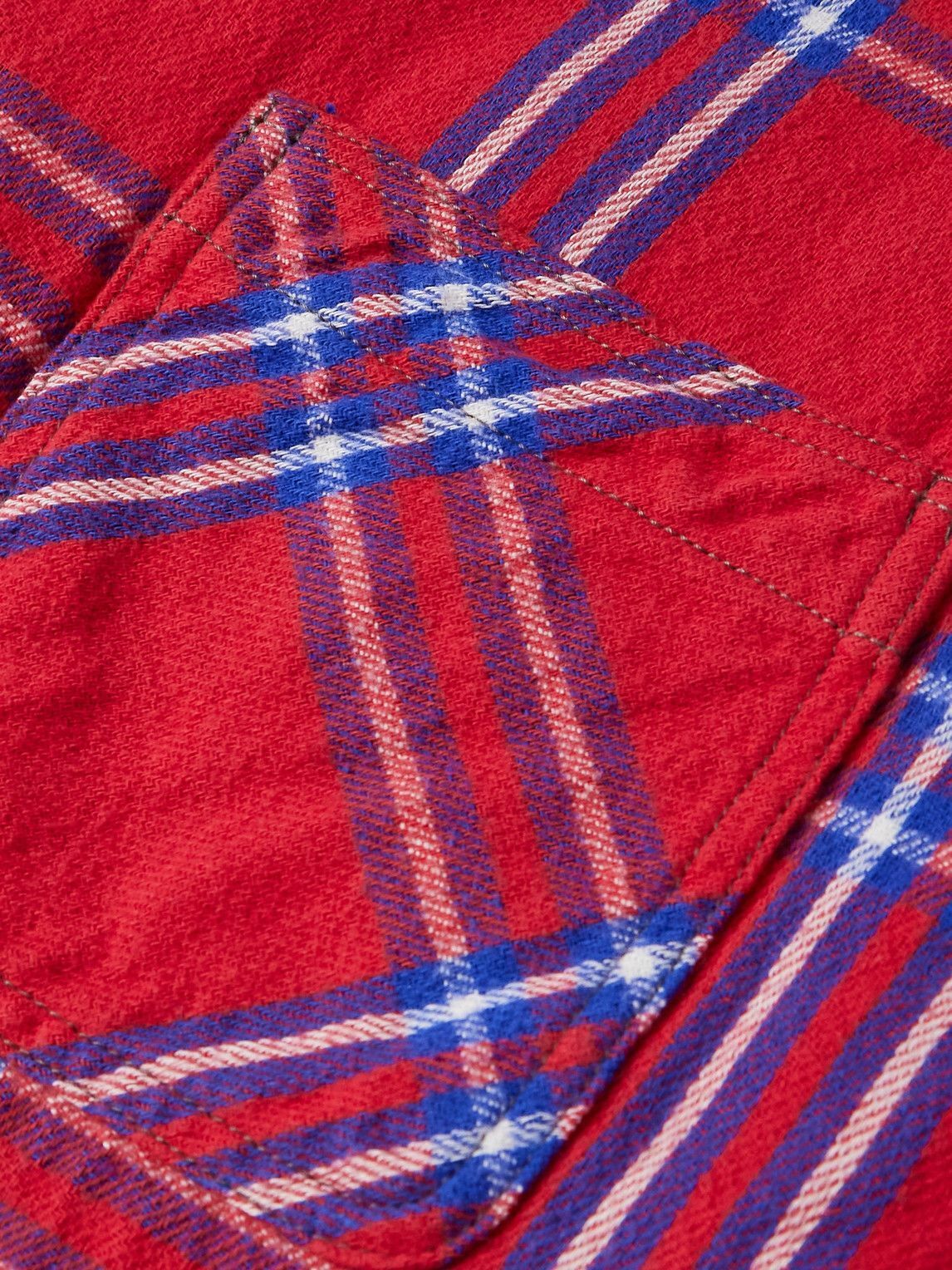 SAINT Mxxxxxx - Jersey-Trimmed Padded Checked Cotton-Flannel Hooded Overshirt - Red