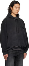 Solid Homme Black Washed Back Logo Hoodie