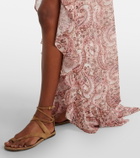 Bananhot Malena paisley ruffled asymmetric maxi dress