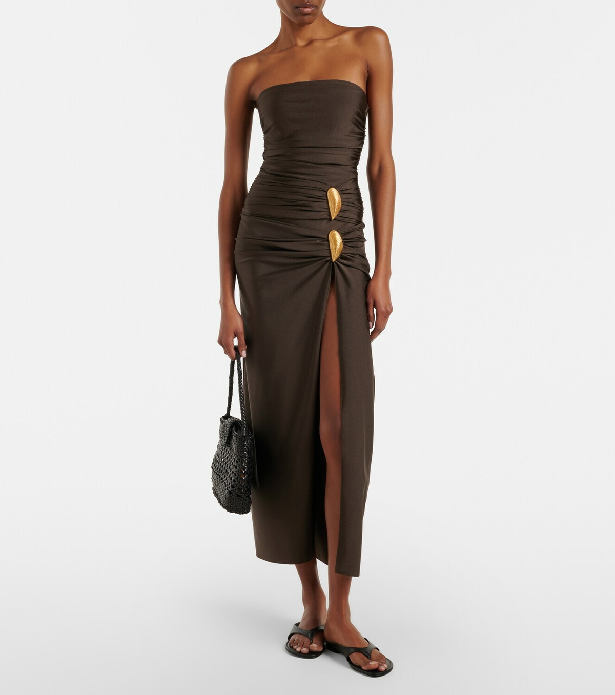 Simkhai Eiana appliqué ruched midi skirt